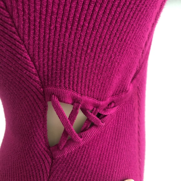 Guess Burgundy Long Sleeve Ribbed Sweater Dress - Picture 5 of 12